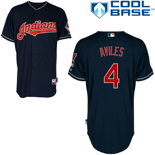 Mike Aviles #4 MLB Jersey-Cleveland Indians Men's Authentic Alternate Navy Cool Base Baseball Jersey